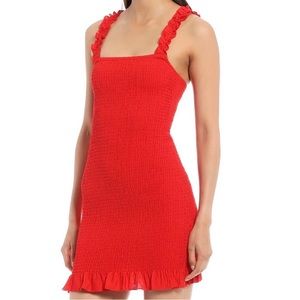 Gianni Bini Red Smocked Mini Dress